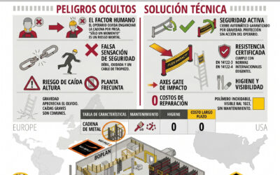 El peligro de usar cadenas de metal en plataformas y escaleras con jaula