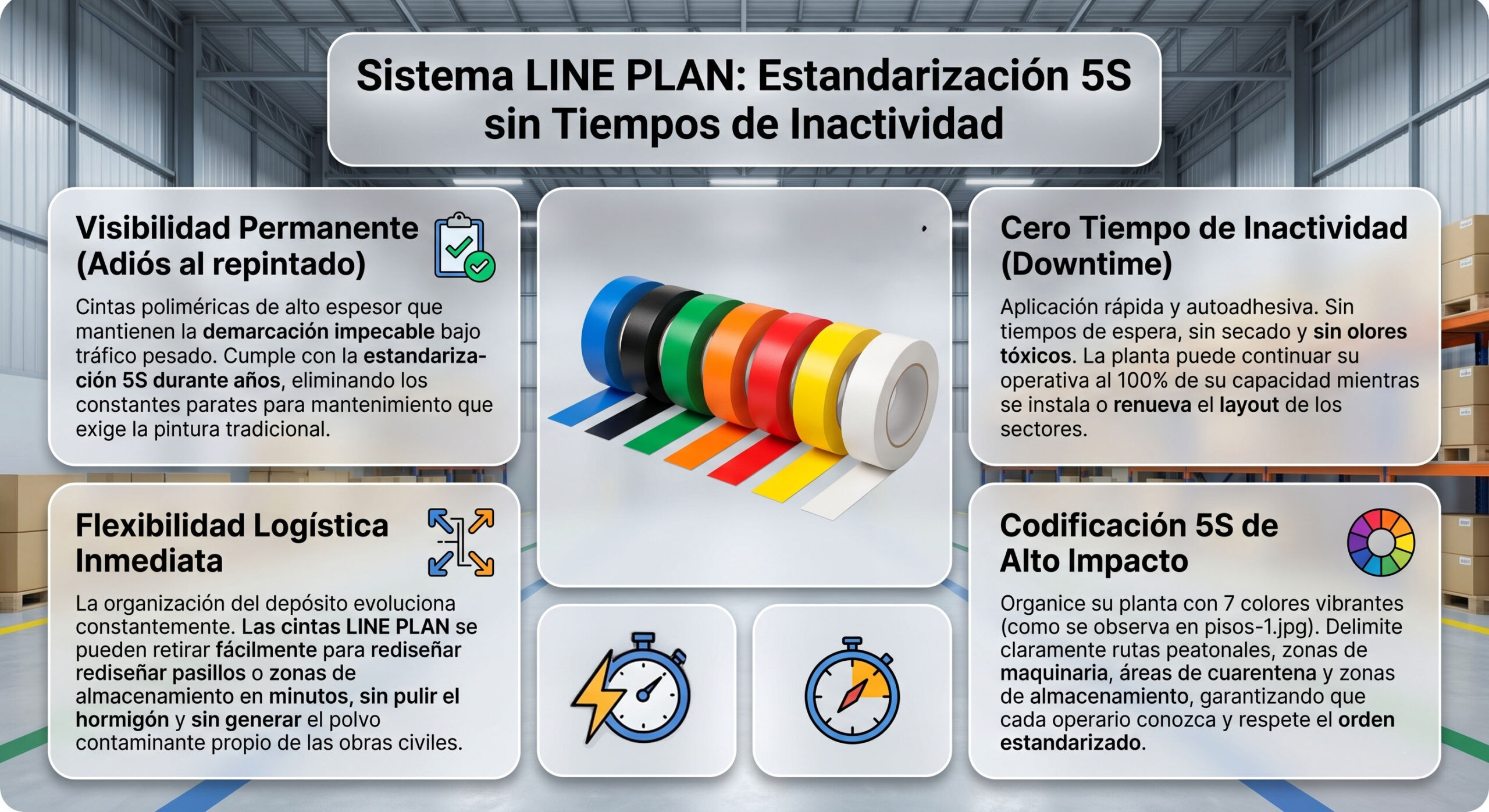 Metodología 5S en depósitos: Demarcación visual sin detener la producción