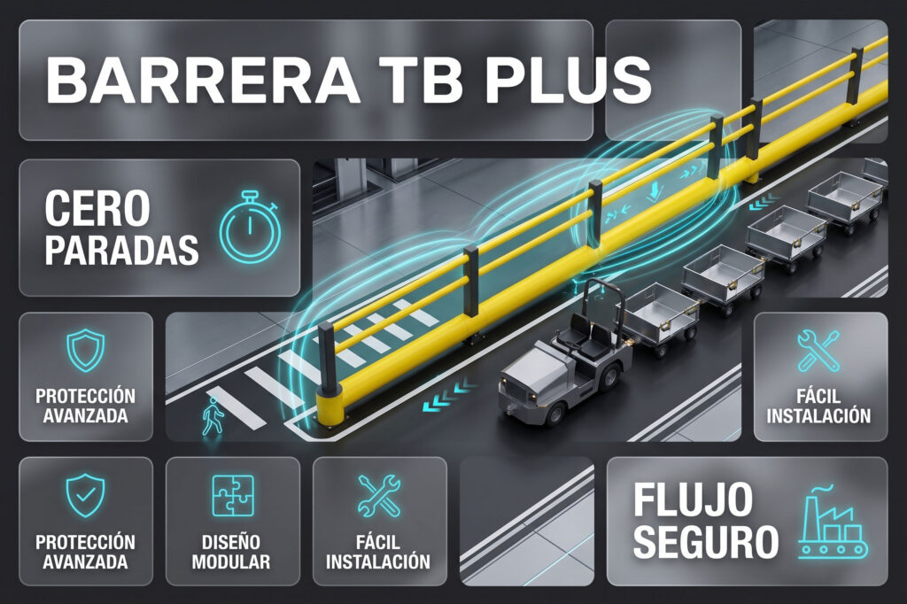 barreras peatonales industriales, prevención de accidentes línea de montaje, separación de tráfico autoelevadores, Lean manufacturing seguridad.