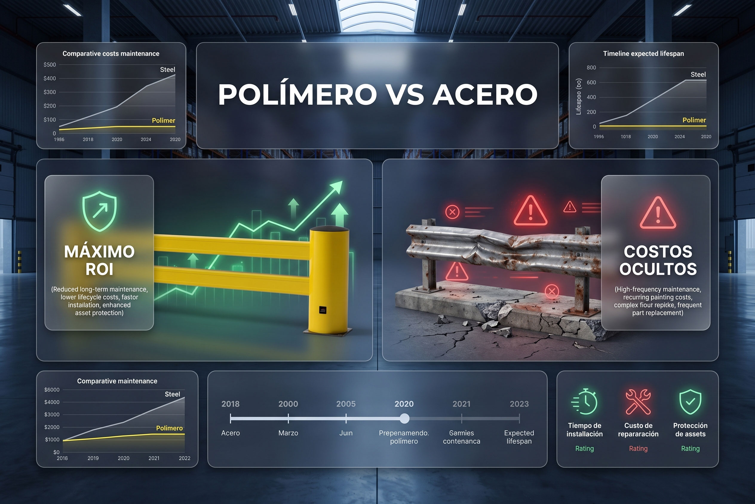 Barreras de Polímero vs Acero: Costo Oculto